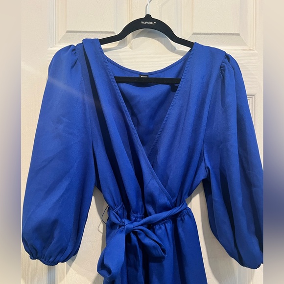 Midi Blue Puff sleeve dress - Picture 2 of 3